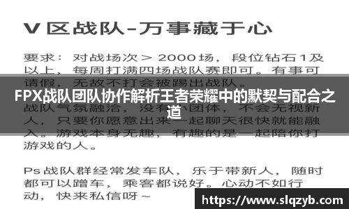 FPX战队团队协作解析王者荣耀中的默契与配合之道